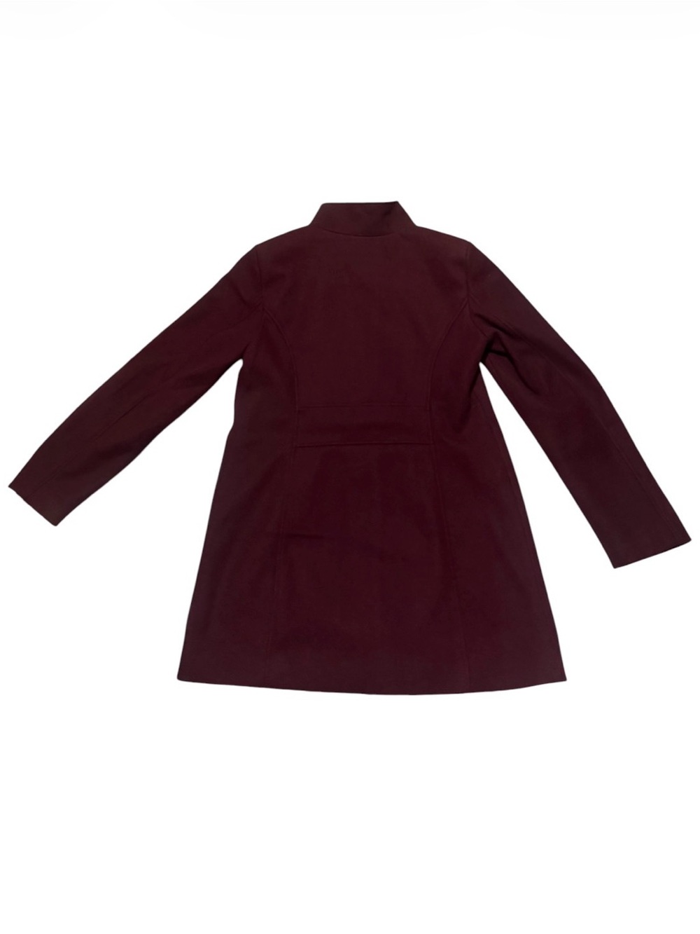 Women's Burgundy Faux Wool Coat - Picture 2 of 5